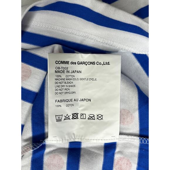 5-92 COMME DES GARCONS Men's Top Striped Blue White Small - Picture 6 of 9